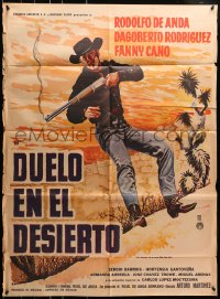 8c345 DUELO EN EL DESIERTO Mexican poster 1964 Arturo Martinez, different cowboy western art!