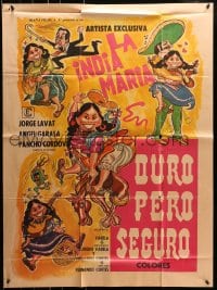 8c346 DURO PERO SEGURO Mexican poster 1974 Maria Velasco, cool different art of cast!