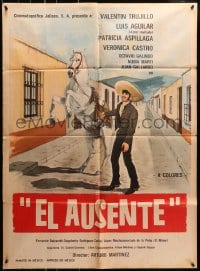8c349 EL AUSENTE Mexican poster 1972 Valentin Trujillo, Luis Aguilar, Patricia Apsillaga, rearing horse!