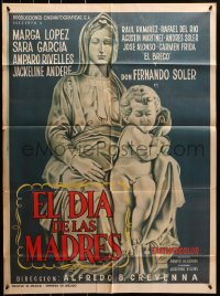 8c350 EL DIA DE LAS MADRES Mexican poster 1969 artwork of mother holding naked child in her lap!