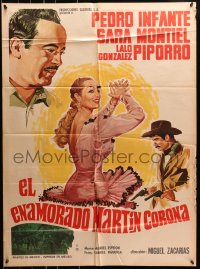 8c351 EL ENAMORADO Mexican poster R1960s different art of Pedro Infante & Sara Montiel!