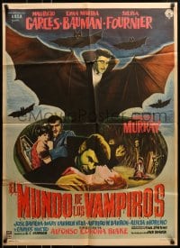 8c355 El MUNDO DE LOS VAMPIROS Mexican poster 1961 Mexican horror, cool vampire bat artwork!