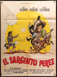 8c361 EL SARGENTO PEREZ Mexican poster 1971 Julio Aleman, cool different art of cast!