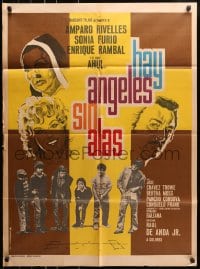 8c367 HAY ANGELES SIN ALAS Mexican poster 1972 Amparo Rivelles, Sonia Furio, designed by F. Cerezo!