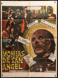 8c381 LAS MOMIAS DE SAN ANGEL Mexican poster 1975 Rogelio Guerra, Mil Mascaras, Lorena Velazquez!