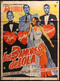 8c386 LOLA TORBELLINO Mexican poster 1956 art of sexy Spanish actress Lola Flores & her suitors!