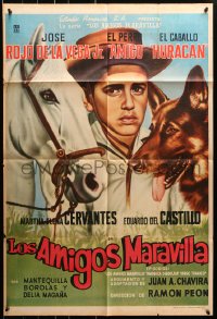 8c387 LOS AMIGOS MARAVILLA Mexican poster 1962 'The Wonderful Friends', Huracan and Amigo the Dog!