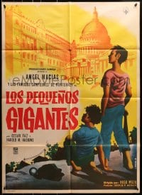 8c392 LOS PEQUENOS GIGANTES Mexican poster 1960 art of little league baseball players by Mendoza!