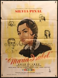 8c395 MARIA ISABEL Mexican poster 1968 wonderful close-up art of Silvia Pinal in the title role!