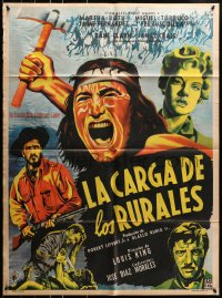 8c396 MASSACRE Mexican poster 1956 Dane Clark, Native Americans, completely different art!