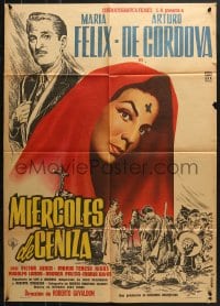 8c400 MIERCOLES DE CENIZA Mexican poster 1958 Mendoza art of Maria Felix with Lent cross on head!