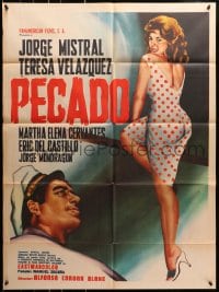 8c406 PECADO Mexican poster 1962 sexy full-length art of Teresa Velazquez by Carlos Vega!