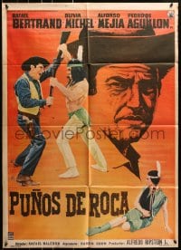 8c409 PUNOS DE ROCA Mexican poster 1960 great artwork of Native American fighting U.S. cavalrymen!