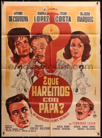 8c411 QUE HAREMOS CON PAPA Mexican poster 1966 Rafael Baledon, Arturo de Cordova, Marga Lopez!