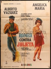 8c417 ROMEO CONTRA JULIETA Mexican poster 1968 Alberto Vazquez, Angelica Maria, Romeo vs. Juliet!