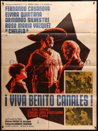 8c428 VIVA BENITO CANALES Mexican poster 1966 Miguel M. Delgado directed, L. Mendoza art of cast!