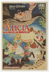 8c057 ALICE IN WONDERLAND Spanish herald 1954 Walt Disney Lewis Carroll classic, different art!