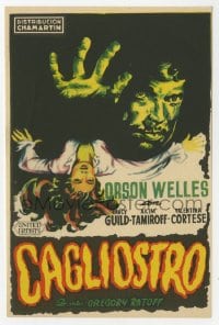 8c069 BLACK MAGIC Spanish herald 1953 art of hypnotist Orson Welles as Cagliostro & Nancy Guild!