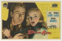 8c073 BLUE DAHLIA Spanish herald 1949 close up of Alan Ladd with gun & sexy Veronica Lake!