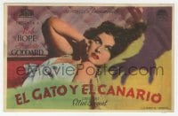 8c081 CAT & THE CANARY Spanish herald 1939 c/u of monster hand threatening sexy Paulette Goddard!