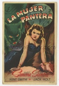 8c082 CAT PEOPLE Spanish herald 1947 Val Lewton, art of sexy Simone Simon by black panther!
