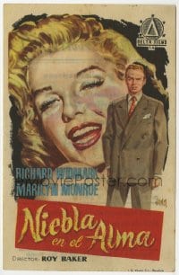 8c113 DON'T BOTHER TO KNOCK Spanish herald 1956 different art of Marilyn Monroe & Widmark by Jano!