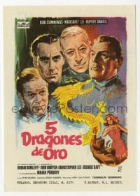 8c126 FIVE GOLDEN DRAGONS Spanish herald 1968 Montalban art of Christopher Lee, Raft & others!