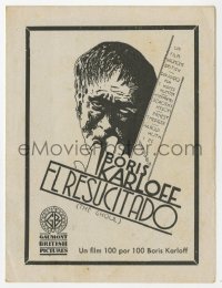 8c139 GHOUL Spanish herald 1933 art of Boris Karloff as the monster, incredibly rare horror title!