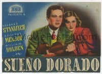 8c142 GOLDEN BOY Spanish herald 1948 William Holden with violin, Barbara Stanwyck, boxing classic!