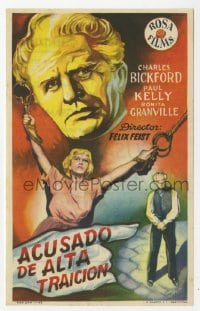 8c147 GUILTY OF TREASON Spanish herald 1953 Paul Kelly, Charles Bickford, Bonita Granville tied up!