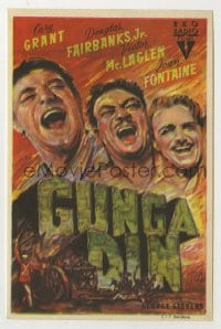 8c148 GUNGA DIN Spanish herald 1948 art of Cary Grant, Douglas Fairbanks Jr. & Victor McLaglen!