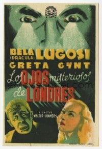 8c164 HUMAN MONSTER Spanish herald R1940s completely different art of Bela Lugosi, Edgar Wallace!