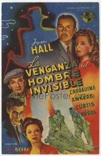 8c167 INVISIBLE MAN'S REVENGE Spanish herald 1944 Jon Hall, H.G. Wells, different art of top cast!