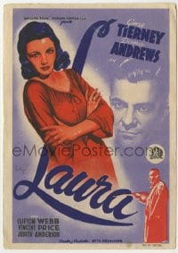 8c182 LAURA Spanish herald 1946 different Soligo art of Dana Andrews & sexy Gene Tierney, Preminger
