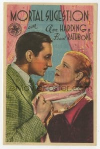8c187 LOVE FROM A STRANGER Spanish herald 1942 c/u of Basil Rathbone & Ann Harding, Agatha Christie