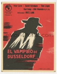 8c189 M Spanish herald R1962 Fritz Lang classic, silhouette art of serial killer Peter Lorre!