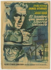 8c192 MAN WHO SHOT LIBERTY VALANCE Spanish herald 1962 MCP art of John Wayne & James Stewart, Ford