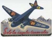 8c218 ONLY ANGELS HAVE WINGS die-cut Spanish herald 1943 Cary Grant & Jean Arthur on airplane wings!