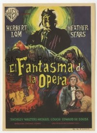 8c230 PHANTOM OF THE OPERA Spanish herald 1963 Hammer horror, different Emerio art of the monster!
