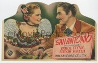 8c256 SAN ANTONIO die-cut Spanish herald 1949 different image of Alexis Smith smiling at Errol Flynn