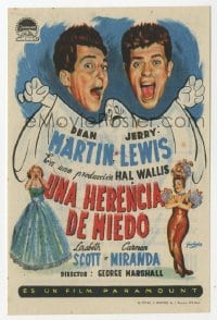 8c258 SCARED STIFF Spanish herald 1954 Solis artwork of terrified Dean Martin & Jerry Lewis!