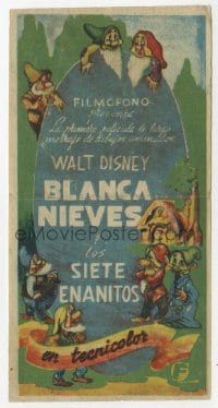 8c271 SNOW WHITE & THE SEVEN DWARFS Spanish herald 1941 Disney cartoon classic, different art!