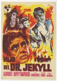 8c275 SON OF DR. JEKYLL Spanish herald 1955 Louis Hayward, she married a monster, great Jano art!