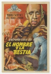 8c283 STRANGE CASE OF THE MAN & THE BEAST Spanish herald 1953 loosely based on Jekyll & Hyde!