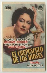 8c285 SUNSET BOULEVARD Spanish herald 1952 different close up of Gloria Swanson with drink!