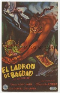 8c290 THIEF OF BAGDAD Spanish herald 1945 Conrad Veidt, June Duprez, Rex Ingram, Sabu, best art!