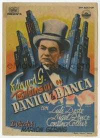 8c293 THUNDER IN THE CITY Spanish herald 1942 art of Edward G. Robinson in top hat over city!