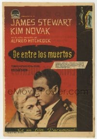8c303 VERTIGO Spanish herald 1960 Alfred Hitchcock classic, c/u James Stewart & blonde Kim Novak!