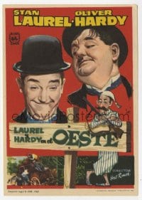 8c306 WAY OUT WEST Spanish herald R1960 different artwork of Stan Laurel & Oliver Hardy. classic!