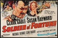 8c015 SOLDIER OF FORTUNE English trade ad 1955 Hinchliffe art of Clark Gable & sexy Susan Hayward!